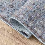Petunia Distressed All-over Floral Border Non-slip Machine-washable Area Rug