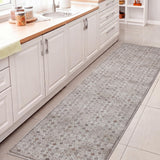 Petunia Distressed All-over Floral Border Non-slip Machine-washable Area Rug