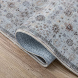 Petunia Distressed All-over Floral Border Non-slip Machine-washable Area Rug