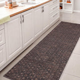 Petunia Distressed All-over Floral Border Non-slip Machine-washable Area Rug