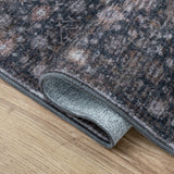 Petunia Distressed All-over Floral Border Non-slip Machine-washable Area Rug
