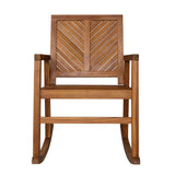 Ned Modern Chevron-Back 300-Lbs Support Acacia Wood Patio Outdoor Rocking Chair - JONATHAN Y