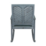 Ned Modern Chevron-Back 300-Lbs Support Acacia Wood Patio Outdoor Rocking Chair - JONATHAN Y