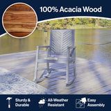 Ned Modern Chevron-Back 300-Lbs Support Acacia Wood Patio Outdoor Rocking Chair