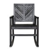 Ned Modern Chevron-Back 300-Lbs Support Acacia Wood Patio Outdoor Rocking Chair - JONATHAN Y