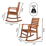 Carey Modern Slat-Back 300-Lbs Support Acacia Wood Patio Outdoor Rocking Chair - JONATHAN Y