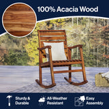 Carey Modern Slat-Back 300-Lbs Support Acacia Wood Patio Outdoor Rocking Chair