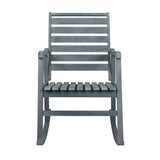 Carey Modern Slat-Back 300-Lbs Support Acacia Wood Patio Outdoor Rocking Chair - JONATHAN Y