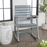 Carey Modern Slat-Back 300-Lbs Support Acacia Wood Patio Outdoor Rocking Chair - JONATHAN Y