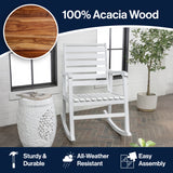 Carey Modern Slat-Back 300-Lbs Support Acacia Wood Patio Outdoor Rocking Chair