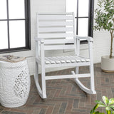 Carey Modern Slat-Back 300-Lbs Support Acacia Wood Patio Outdoor Rocking Chair - JONATHAN Y