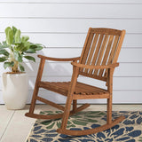 Penny Classic Slat-Back 300-Lbs Support Acacia Wood Patio Outdoor Rocking Chair - JONATHAN Y