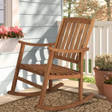 Penny Classic Slat-Back 300-Lbs Support Acacia Wood Patio Outdoor Rocking Chair - JONATHAN Y