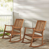 Perry Classic Slat-Back 300-Lbs Support Acacia Wood Patio Outdoor Rocking Chair - JONATHAN Y