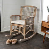 Swayze Bohemian Farmhouse Woven Rattan/Wood Rocking Chair - JONATHAN Y