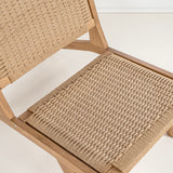 Parker Mid-Century Modern Woven Seagrass Wood Armless Indoor Lounge Chair
