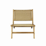 Parker Mid-Century Modern Woven Seagrass Wood Armless Indoor Lounge Chair