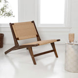 Parker Mid-Century Modern Woven Seagrass Wood Armless Indoor Lounge Chair