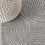 Skagen Minimalist Curve Geometric Area Rug Gray/Ivory / Runner / 2' X 8' – DETAIL