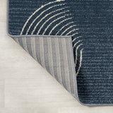 Skagen Minimalist Curve Geometric Area Rug Dark Blue/Cream / Runner / 2' X 8' – BACK