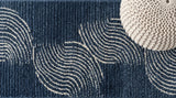 Skagen Minimalist Curve Geometric Area Rug Dark Blue/Cream / Runner / 2' X 8' – DETAIL