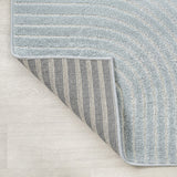 Skagen Minimalist Curve Geometric Area Rug Light Blue/Cream / Runner / 2' X 8' – BACK