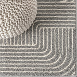 Odense Minimalist Angle Geometric Area Rug Gray/Ivory / Runner / 2' X 8' – DETAIL