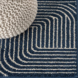 Odense Minimalist Angle Geometric Area Rug Dark Blue/Cream / Runner / 2' X 8' – DETAIL