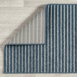 Aarhus Minimalist Scandi Striped Area Rug Navy/ivory / Runner / 2' X 8' – BACK