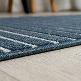 Aarhus Minimalist Scandi Striped Area Rug Navy/ivory / Runner / 2' X 8' – DETAIL