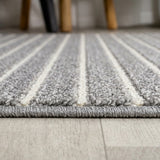 Aarhus Minimalist Scandi Striped Area Rug Gray/Ivory / Runner / 2' X 8' – DETAIL