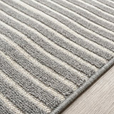Aarhus Minimalist Scandi Striped Area Rug Gray/Ivory / Rectangle / 7'10" X 10' – DETAIL