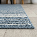 Aarhus Minimalist Scandi Striped Area Rug Blue/Ivory / Rectangle / 7'10" X 10' – DETAIL