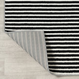Aarhus Minimalist Scandi Striped Area Rug Black/White / Runner / 2' X 8' – BACK