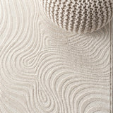 Maribo Abstract Groovy Striped Area Rug Cream/Ivory / Square / 5'3" Square – DETAIL