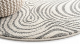 Maribo Abstract Groovy Striped Area Rug Gray/Ivory / Round / 5'3" Round – DETAIL