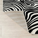 Maribo Abstract Groovy Striped Area Rug Black/White / Runner / 2' X 8' – BACK