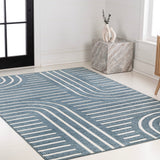 Anders High-Low MidCentury Modern Arch Stripe Two-Tone Indoor/Outdoor Area Rug