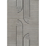 Anders High-Low MidCentury Modern Arch Stripe Two-Tone Indoor/Outdoor Area Rug