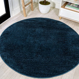 Haze Solid Low-pile Area Rug Navy