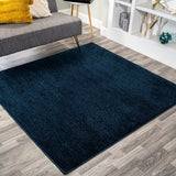 Haze Solid Low-pile Area Rug Navy