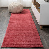 Haze Solid Low-pile Area Rug Red
