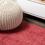 Haze Solid Low-pile Area Rug Red