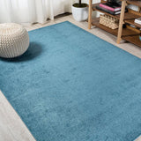 Haze Solid Low-pile Area Rug Turquoise