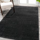 Haze Solid Low-pile Area Rug Black