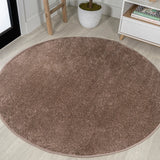 Haze Solid Low-Pile Area Rug Brown
