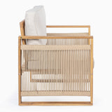 Gable Mid-Century Modern Roped Acacia Wood Outdoor Patio Chair with Cushions - JONATHAN Y