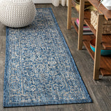 Tela Bohemian Textured Weave Floral Indoor/outdoor Runner Rug
