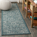 Tela Bohemian Textured Weave Floral Indoor/outdoor Runner Rug