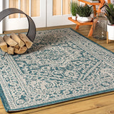 Sinjuri Medallion Textured Weave Indoor/outdoor Area Rug